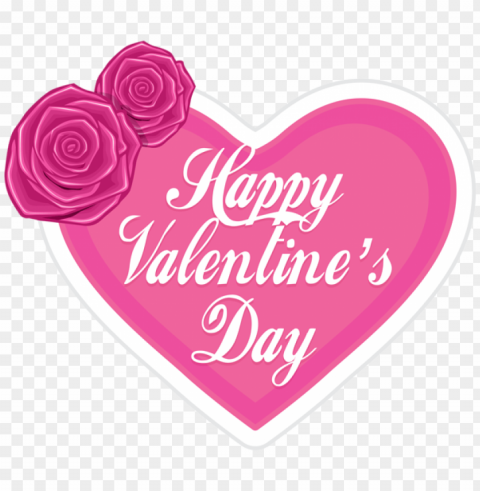 happy valentine's day in pink heart Isolated Artwork with Clear Background in PNG