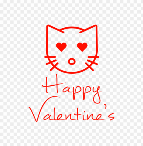 happy valentine's love cat Isolated Character in Transparent PNG Format