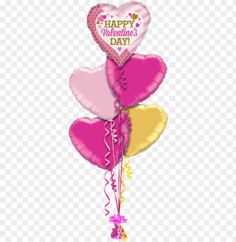 happy valentines pink and gold hearts valentines balloon - 18 inch redred heart foil - flat HighQuality Transparent PNG Object Isolation