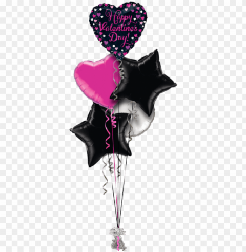 happy valentines pink sparkles hearts valentines balloon - happy birthday sister balloo Isolated Artwork in Transparent PNG