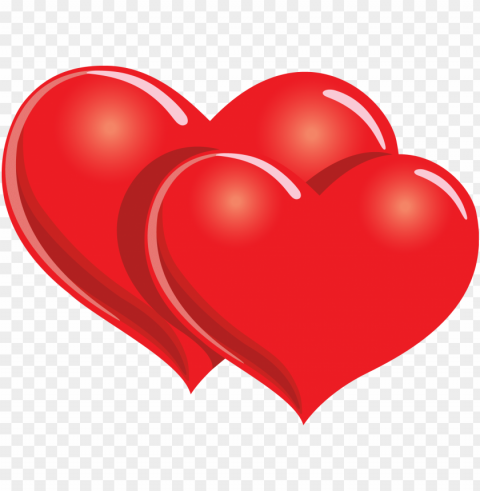 happy valentines two hearts Isolated Design Element in PNG Format