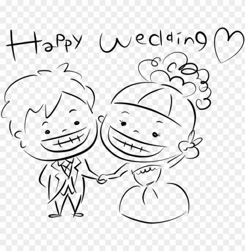 Ｈａｐｐｙｗｅｄｄｉｎｇ文字あり - 手書き 新郎 新婦 イラスト Transparent Background Isolated PNG Icon