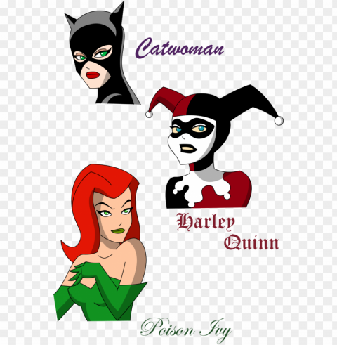 harley quinn clipart face - poison ivy and harley quinn cartoo Isolated Graphic on Clear PNG