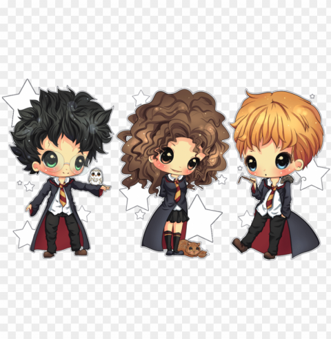 harry rony e hermione - trio harry potter chibi PNG transparent photos library