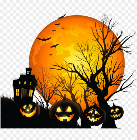 haunted house pumpkins halloween Clear background PNG images bulk