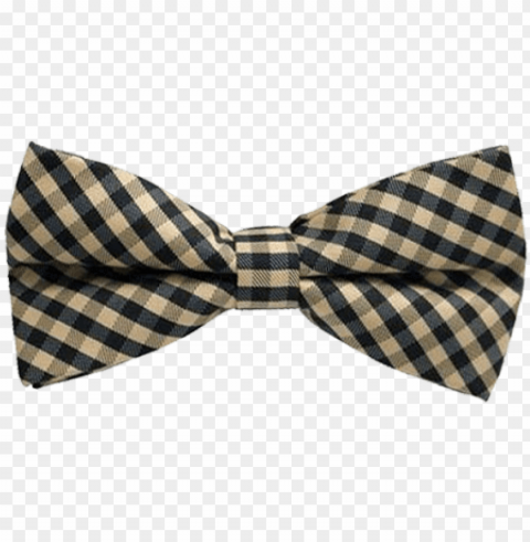 hautebutch tan and black checkered bow tie - bow tie plaid Clear background PNGs