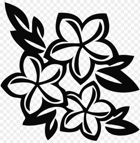hawaiian flowers clip art - black and white plumeria flower Isolated Element in Transparent PNG