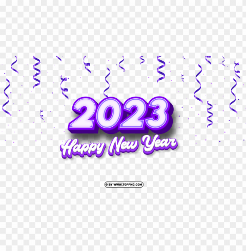 Hd 2023 Happy New Year Purple 3d Elegant Design PNG Images With Clear Backgrounds