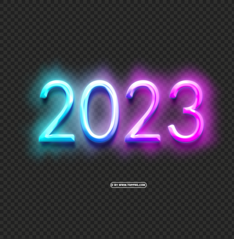 hd 2023 with 3d neon light text style effect img Isolated Artwork on Transparent Background PNG