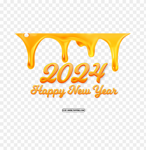 hd 2024 happy new year gold honey design PNG images with clear cutout