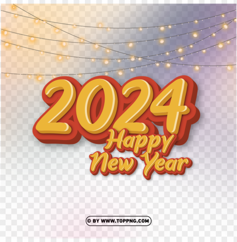 hd 2024 happy new year with liting PNG images with transparent backdrop