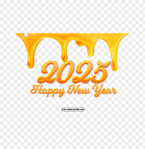 hd 2025 happy new year gold honey design PNG images with high transparency