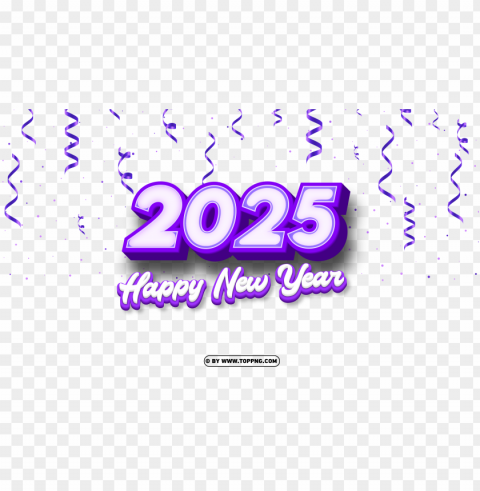 hd 2025 happy new year purple 3d elegant design PNG images with high-quality resolution