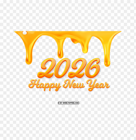 hd 2026 happy new year gold honey design PNG images with no attribution