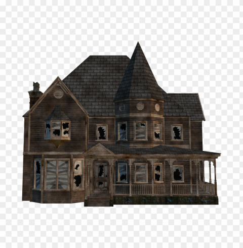 hd abandoned wooden haunted old house PNG Isolated Object on Clear Background