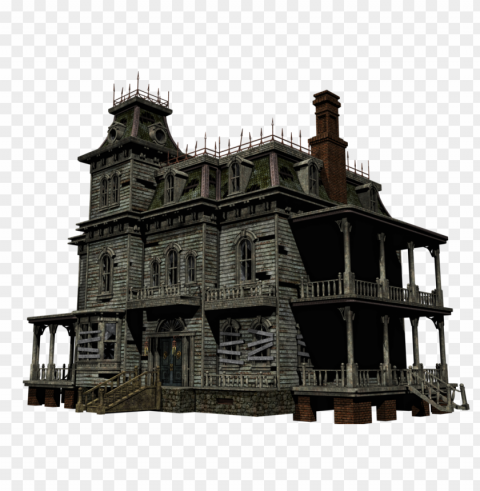hd abandoned wooden haunted old mansion house PNG Isolated Object with Clarity