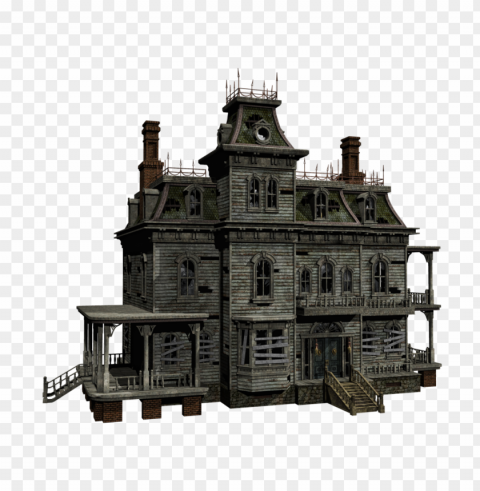 hd abandoned wooden haunted scary old mansion house PNG Isolated Object with Clear Transparency