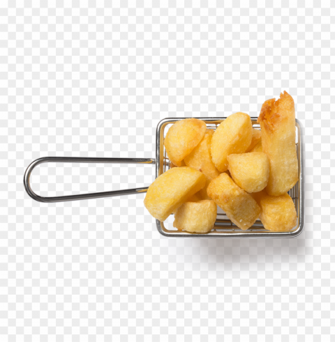 hd basket of potatoes fries top view Transparent Background Isolated PNG Art