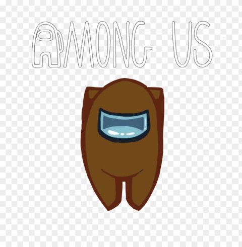 hd brown among us character with logo PNG Image with Clear Background Isolated