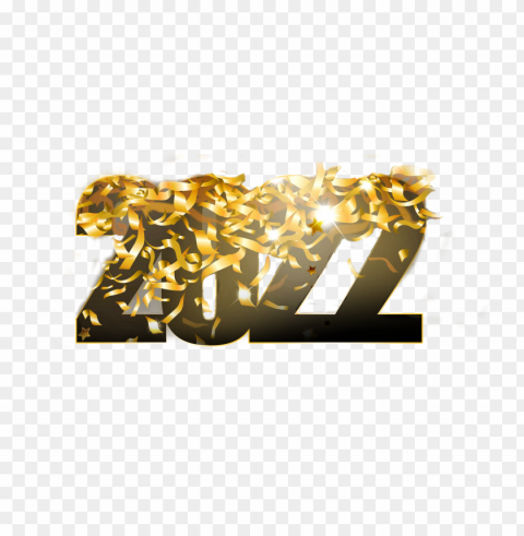 hd gold 2022 text with confetti ClearCut Background Isolated PNG Design