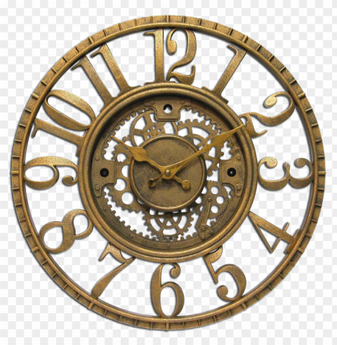 hd gold antique old clock PNG Graphic Isolated on Clear Backdrop