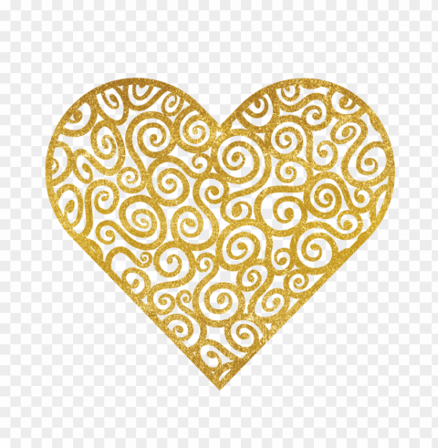 hd gold glitter beautiful heart shape PNG Graphic Isolated on Clear Background
