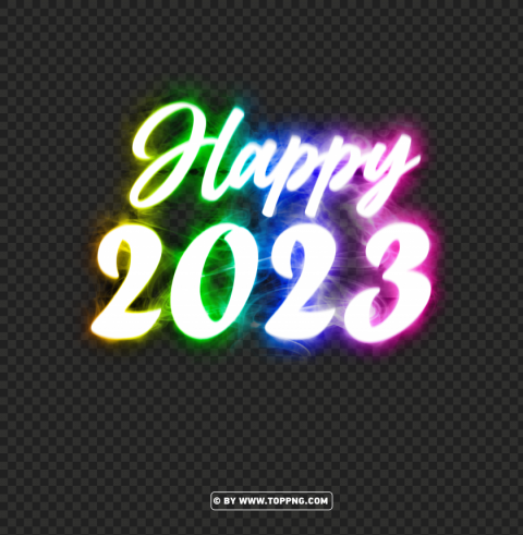 hd happy 2023 rainbow smoke text effect PNG Image with Transparent Isolated Graphic Element
