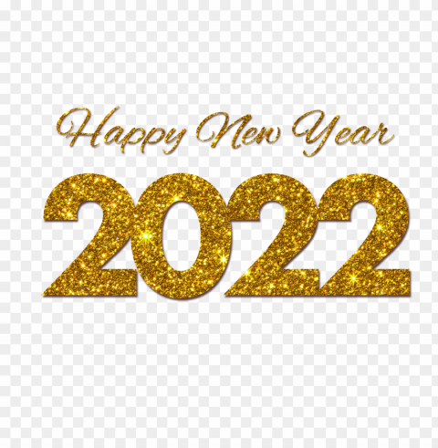hd happy new year 2022 gold glitter Isolated Item on Clear Transparent PNG