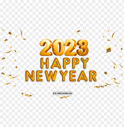 hd happy new year 2023 yellow gold PNG images with alpha transparency wide collection