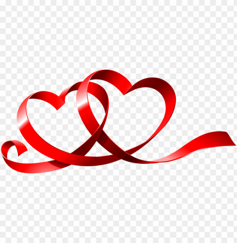 Hd Love Two Hearts Ribbon PNG Transparent Elements Package