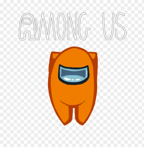 hd orange among us character with logo PNG Image with Transparent Cutout