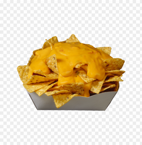 hd paper basket of nachos chips with cheese PNG with transparent overlay