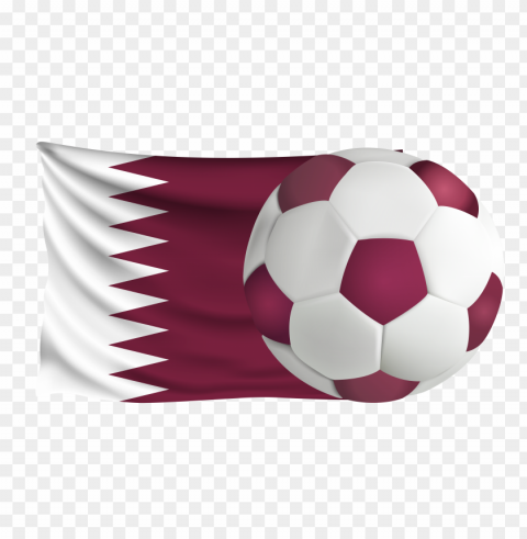 hd qatar flag with soccer football ball Clean Background Isolated PNG Design