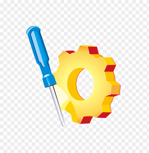 hd screwdriver and gear cartoon illustration tools PNG with clear background extensive compilation
