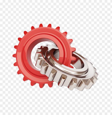 hd two 3d gears cog wheels PNG with isolated background