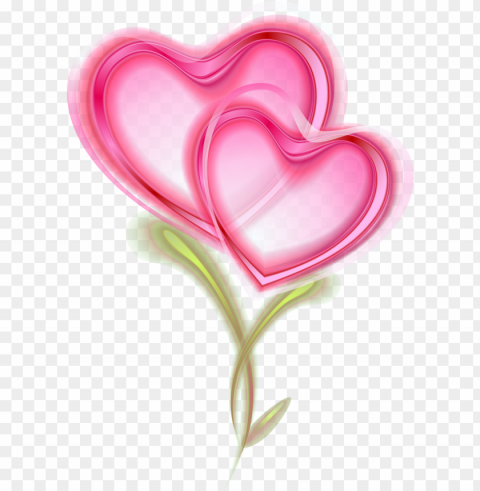 hd two romantic pink hearts love valentine PNG with Isolated Object