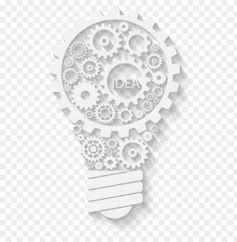 hd white bulb gears illustration PNG with no background for free