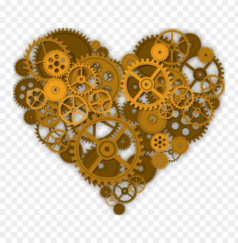 hd yellow gears heart shape Free PNG images with alpha transparency comprehensive compilation
