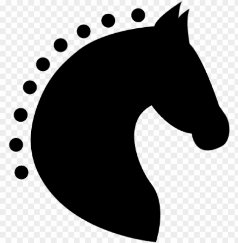 head horse silhouette side view with horsehair of dots - cabeza de caballo vector PNG files with clear background