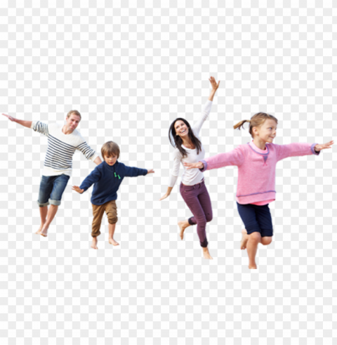 healthy lifestyle - happy family jumping Isolated PNG on Transparent Background