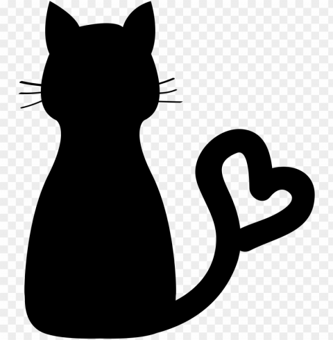heart and cat clip art - cat silhouette heart tail Transparent pics