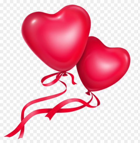 heart balloons with ribbons Isolated Design Element in Transparent PNG