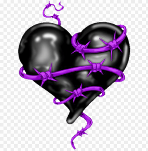 heart blackheart creeps black purple pain love hallowee - gothic hearts CleanCut Background Isolated PNG Graphic