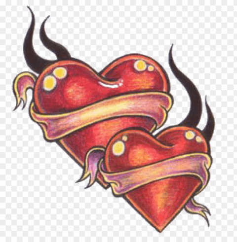 heart duo tattoo Isolated Character in Transparent PNG Format