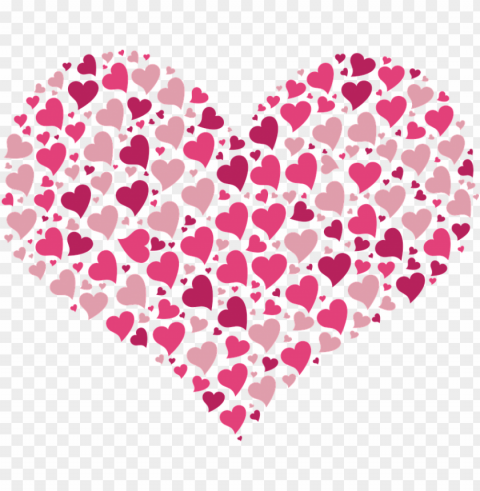 heart full of little hearts pink Isolated Design Element on PNG