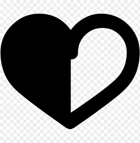 heart half outline comments - half white half black heart PNG Image with Transparent Isolated Graphic