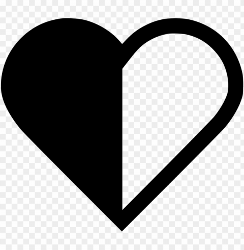 heart half svg icon download - half and half heart Free PNG images with alpha channel set