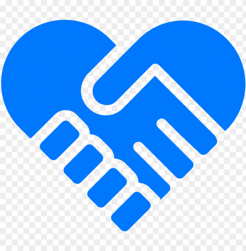 heart icons handshake - wave blue hand heart Clean Background Isolated PNG Icon
