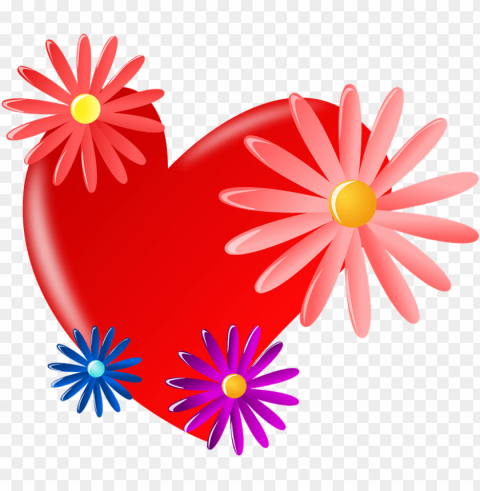 heart love red flower - mothers day coaster Isolated Subject on HighQuality Transparent PNG
