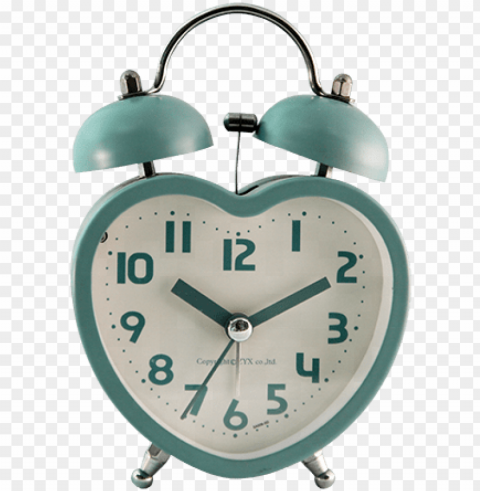 heart shaped metal twin bell alarm clock wake up clock - alarm clock Isolated Graphic with Clear Background PNG